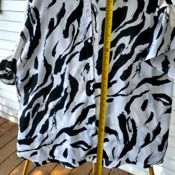 Nine West Abstract Brush Stroke Print Button Down With Flounce Sleeves XXL - Picture 4 of 5